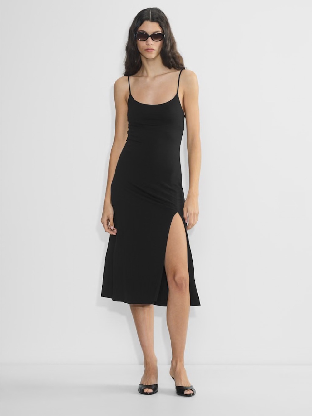 Aritzia Black Midi Dress with Side Slit